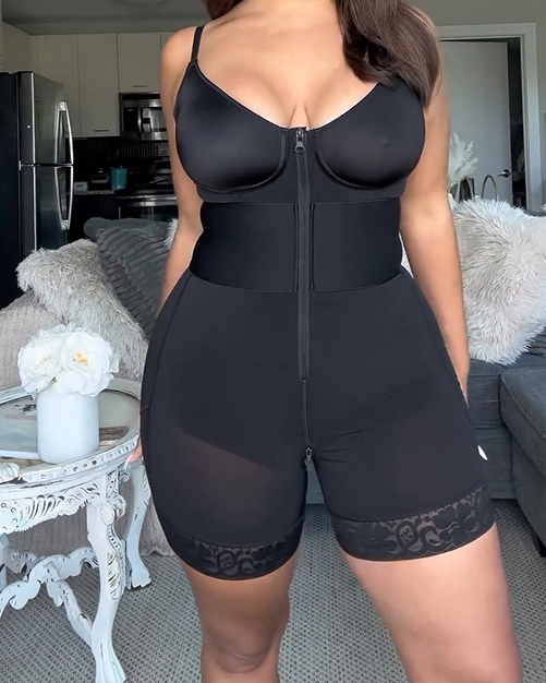 High Elastic Adjustable Strap Tummy Control Shaping Bodysuit With Bra