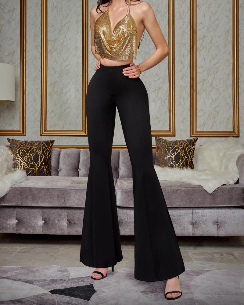 Black Flares With Side Slit JeansChicCurve