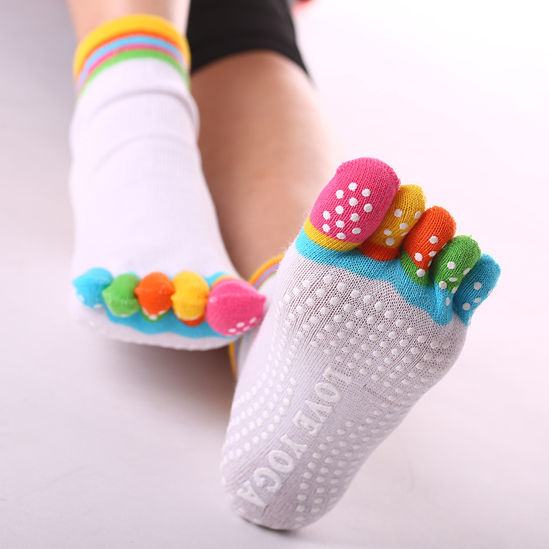 Pilates non-slip five-finger cotton socks