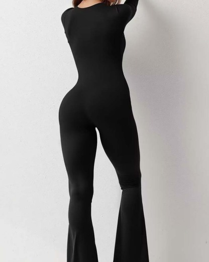Yoga Jumpsuit With Long Sleeves And Generous Collar