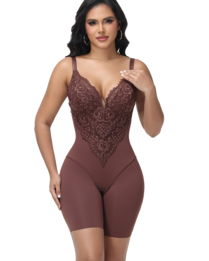 V Neck Backless Halter Bodysuit