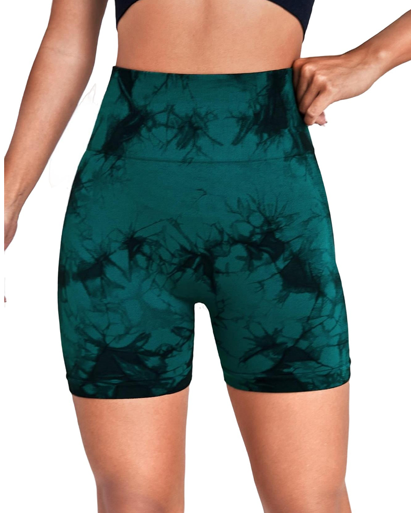 High-Waisted Hip-Lifting Tie-Dye Three-Quarter Yoga Pants