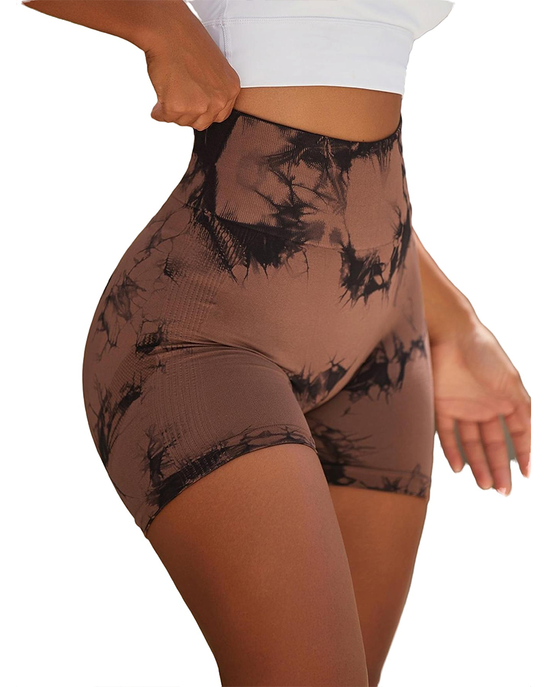 High-Waisted Hip-Lifting Tie-Dye Three-Quarter Yoga Pants