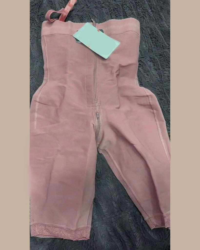 Lace Zipper Under Bust Shaping Bodysuit Shorts