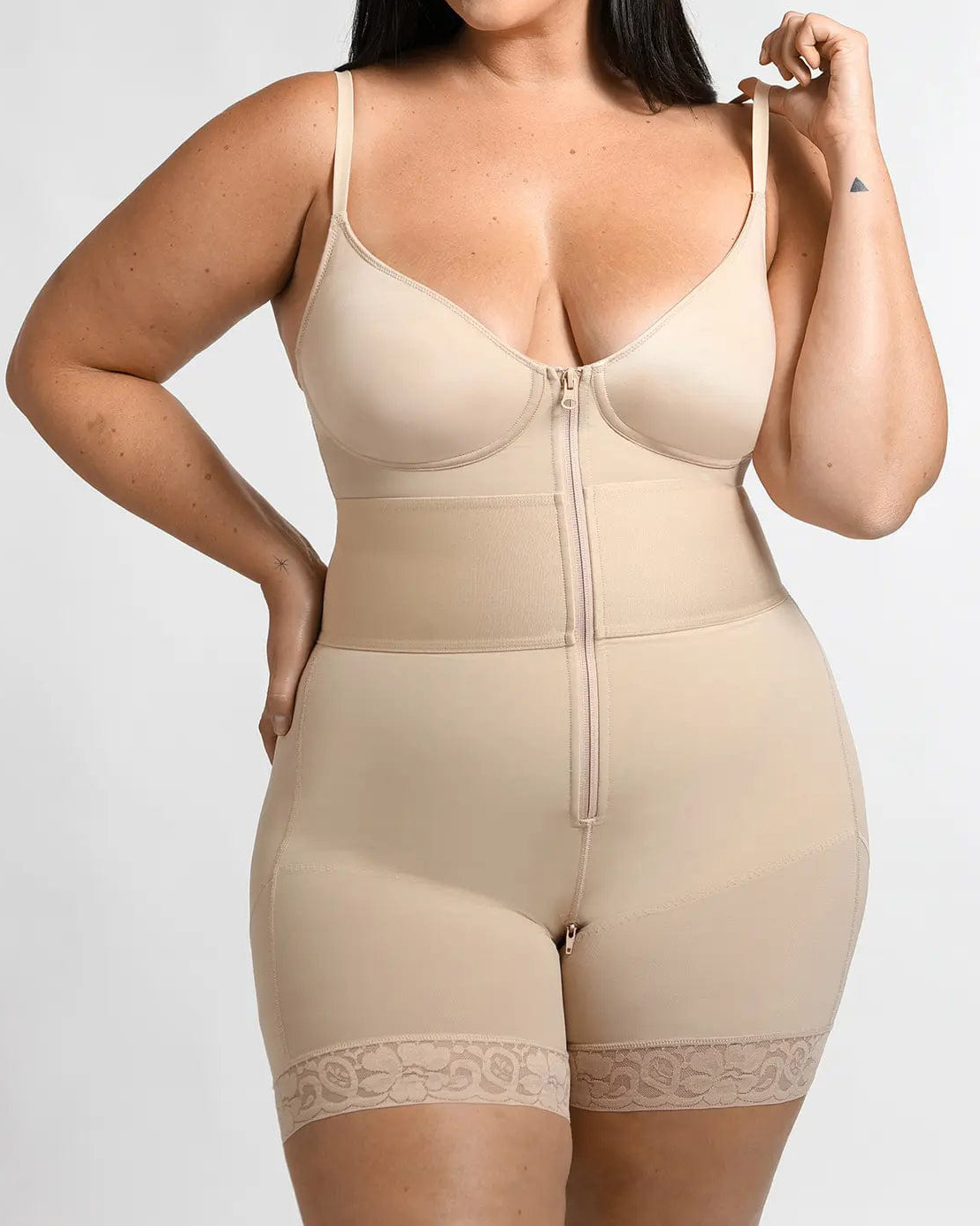 High Elastic Adjustable Strap Tummy Control Shaping Bodysuit With Bra