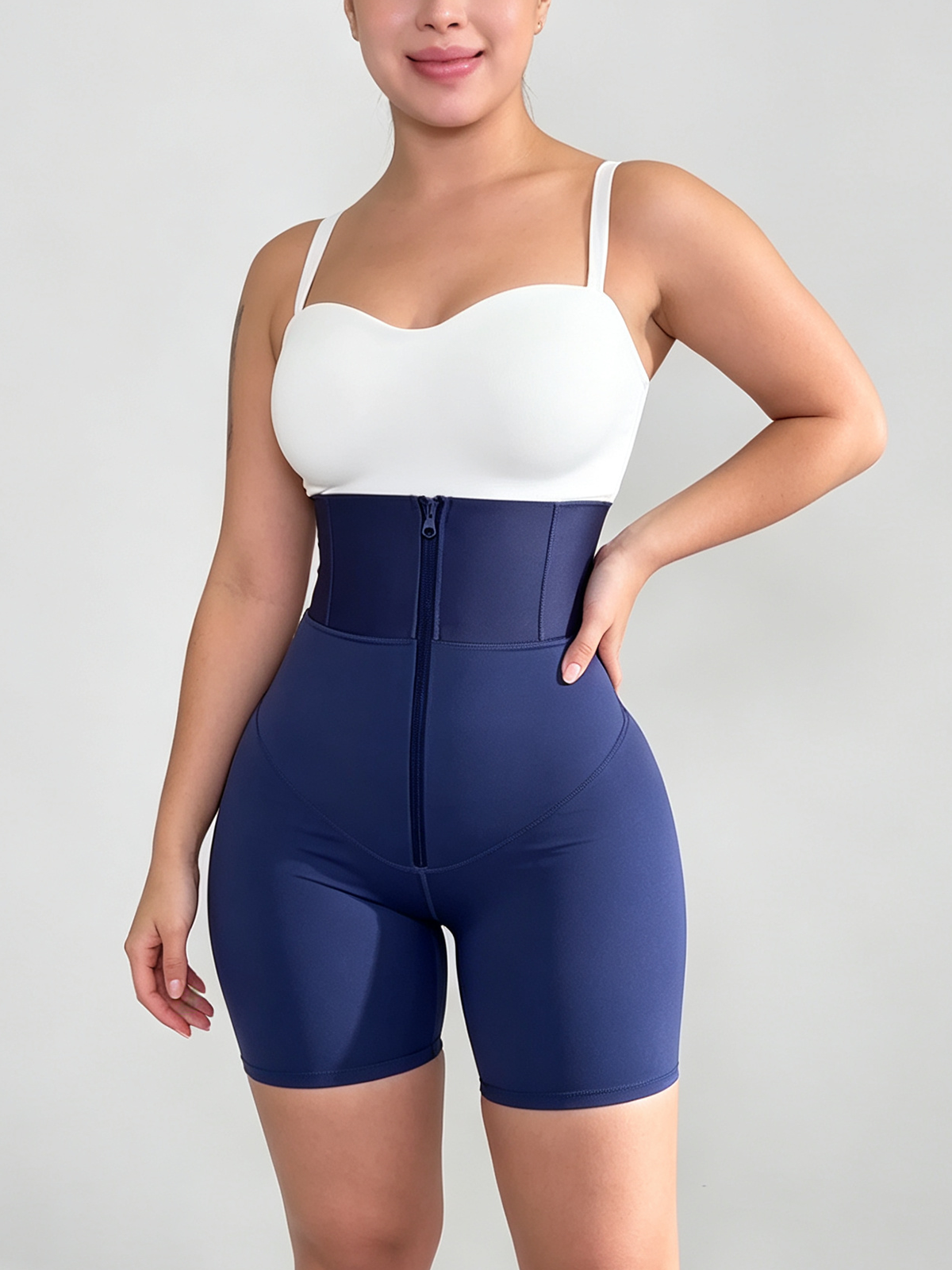 Zipper Front Waist Trainer Shapewear Shorts Tummy Control Body Shaper
