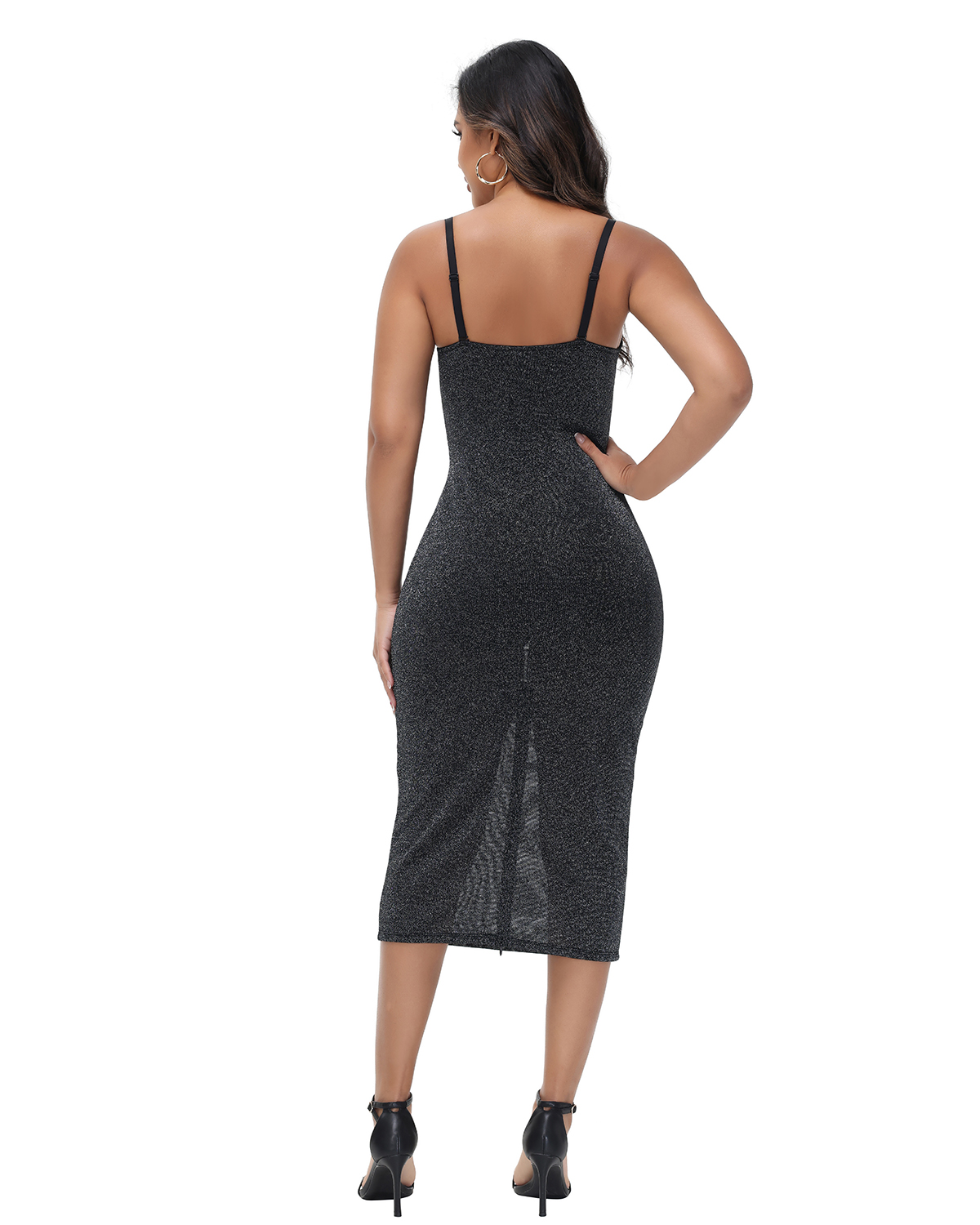 Sexy Maxi Cocktail Dress Built-in Bra Adjustable Straps Shapewear Dresses