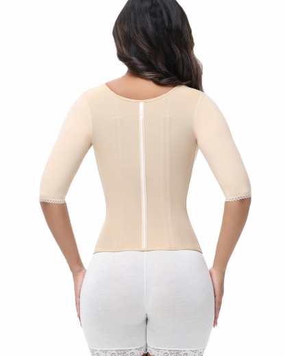 Fajas Colombianas High Compression Half Sleeves V Neck Waist Trainer Top