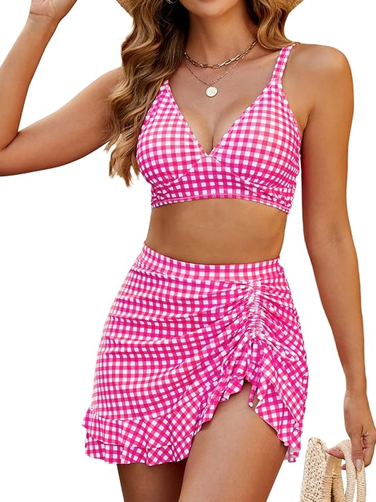 High Waisted Bikini Sets Tummy Control Swim Skirt Two Piece Swim Suit