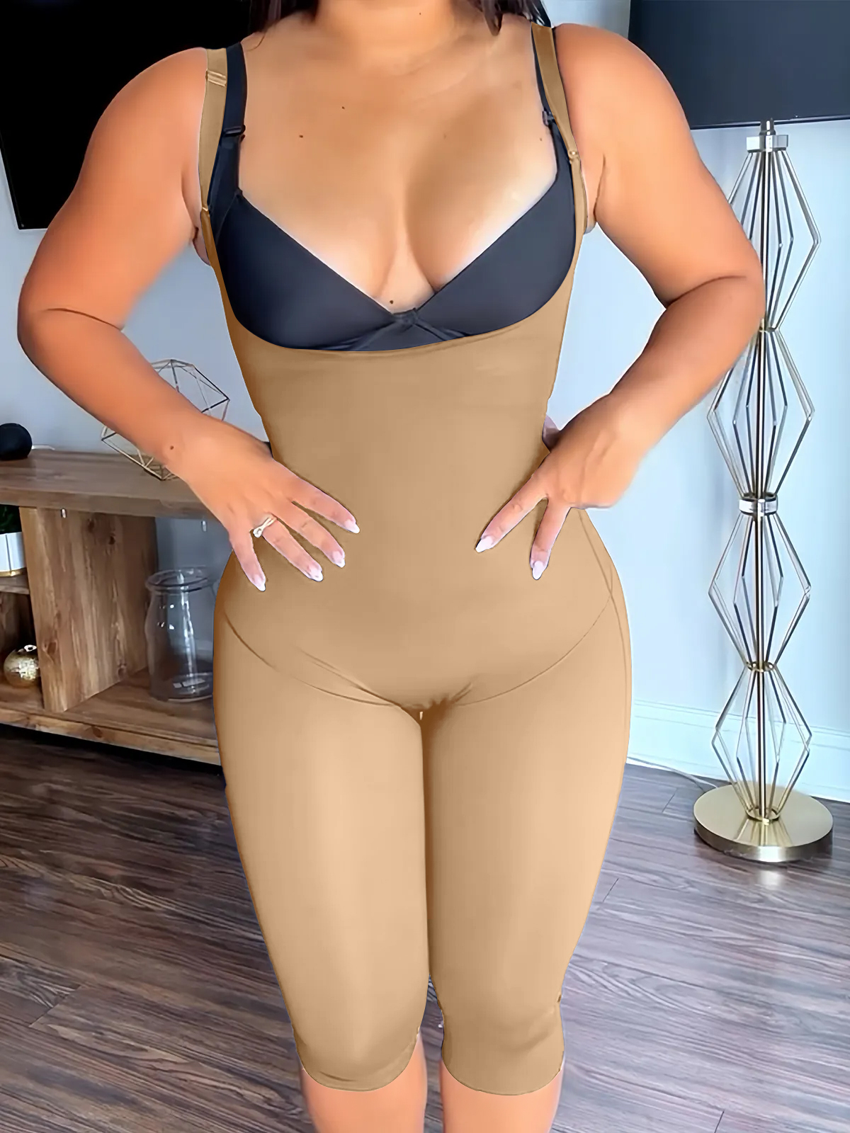 Mid-Length Body-Shaping Bodysuit Without Chest Coverage