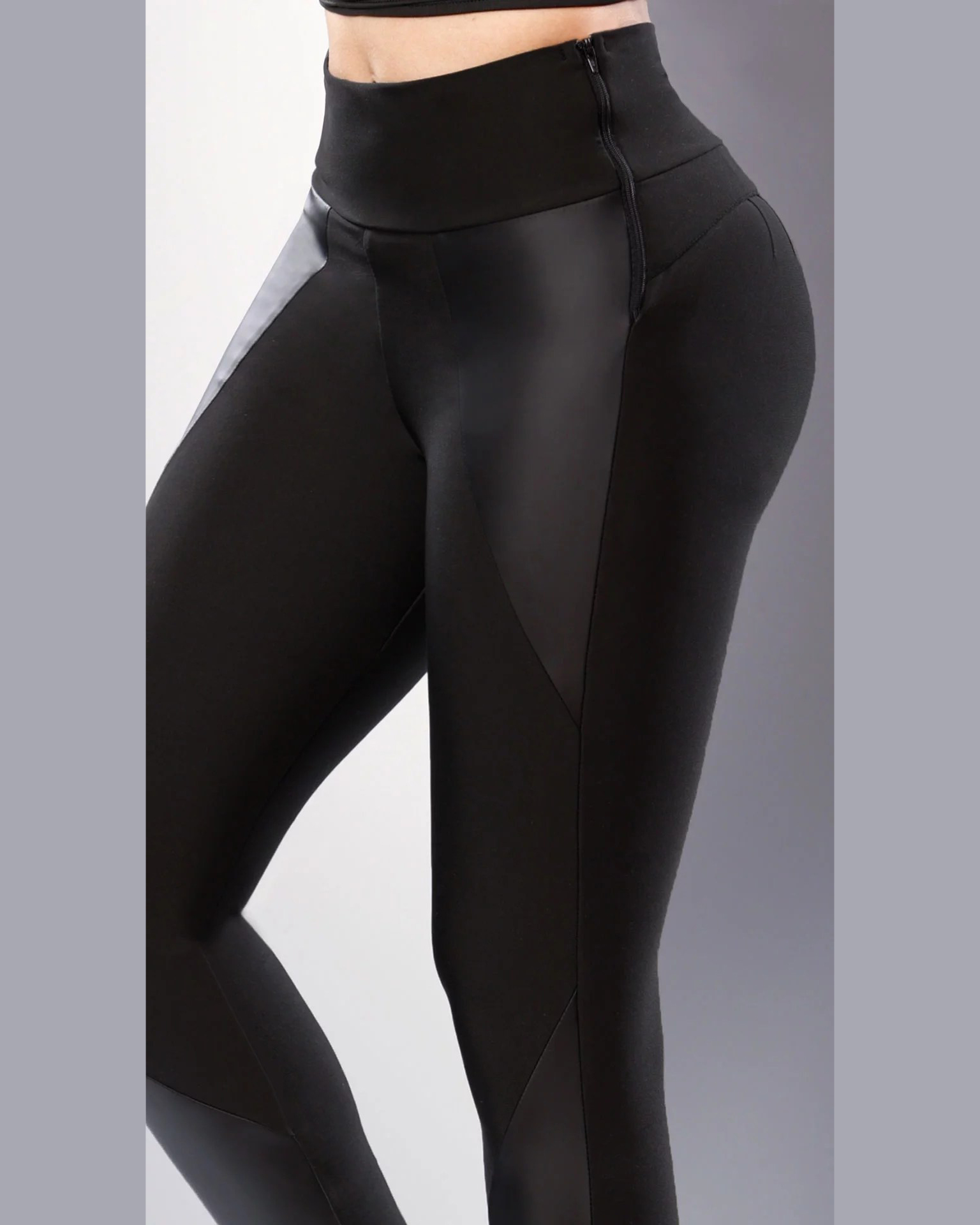 Side Zipper Skinny Black Legging