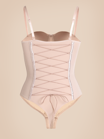 Back Lace-up Thong Seamless Shapewear Bodysuit