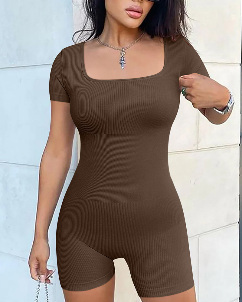 Short Sleeve Square Neck Bodysuits