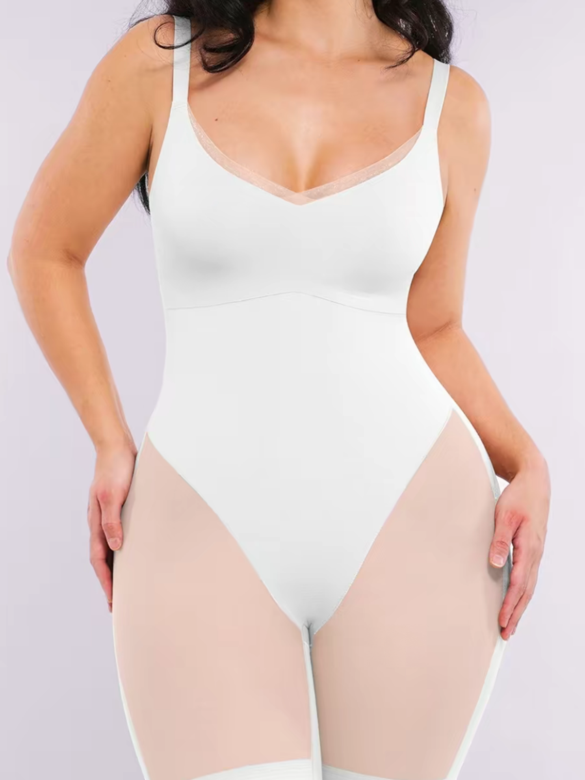 Mesh Panel Sculpting Shapewear Short Romper