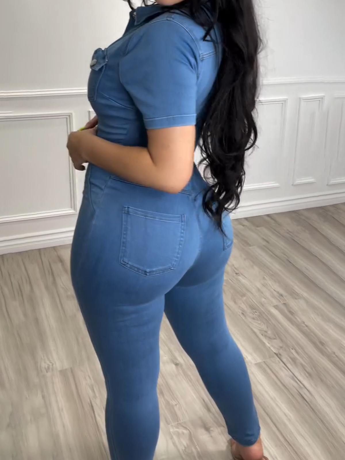 Stretch Skinny Denim Jumpsuit