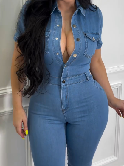 Stretch Skinny Denim Jumpsuit