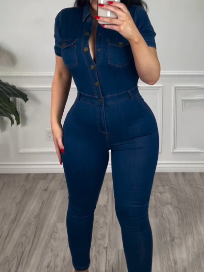 Stretch Skinny Denim Jumpsuit