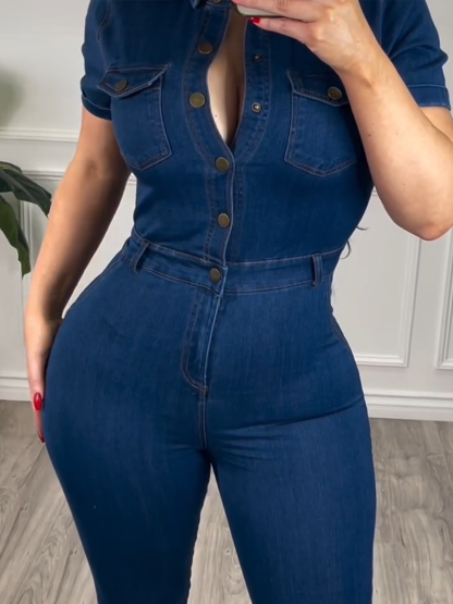 Stretch Skinny Denim Jumpsuit