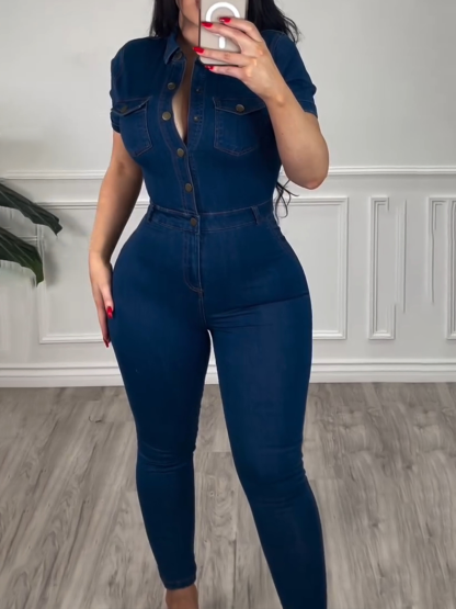 Stretch Skinny Denim Jumpsuit