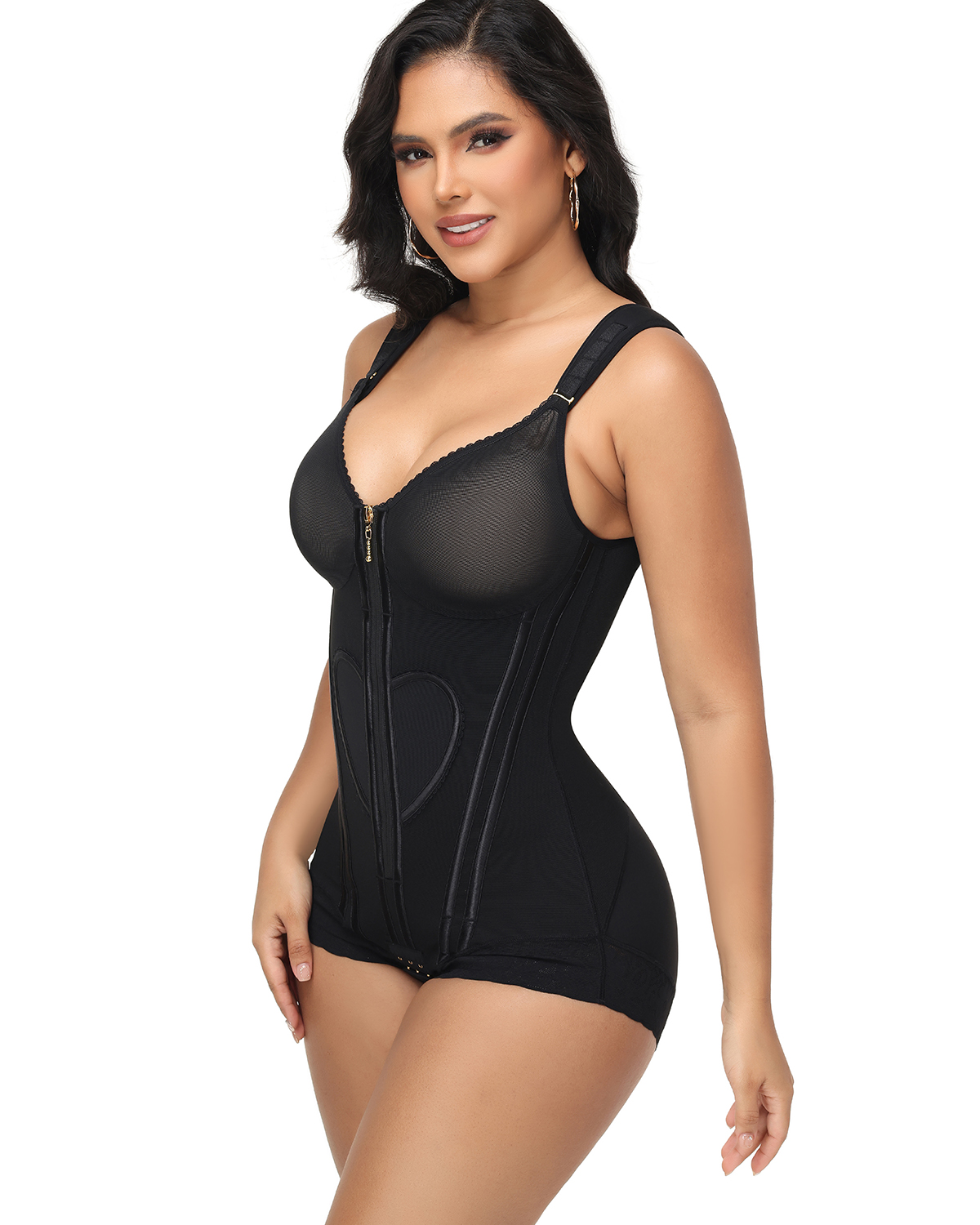 Fajas Colombianas Wide Straps Love Pattern Tummy Control Body Shaper