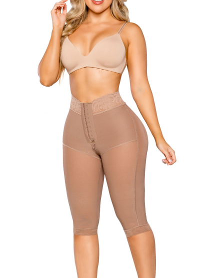 Women's High Waisted Shaping Midi Pants Grommet Control