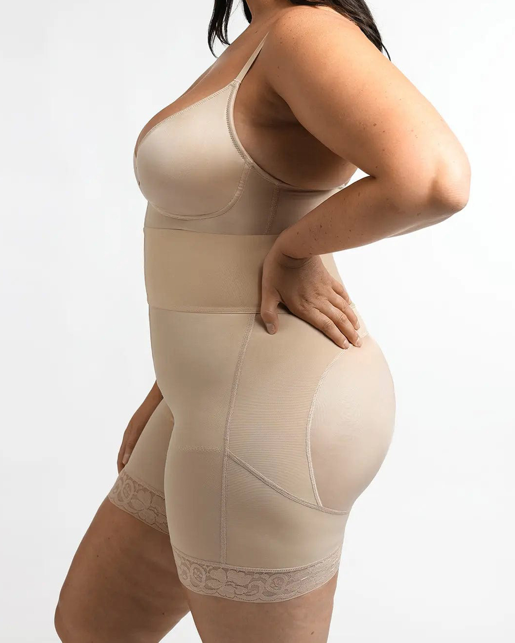 High Elastic Adjustable Strap Tummy Control Shaping Bodysuit With Bra