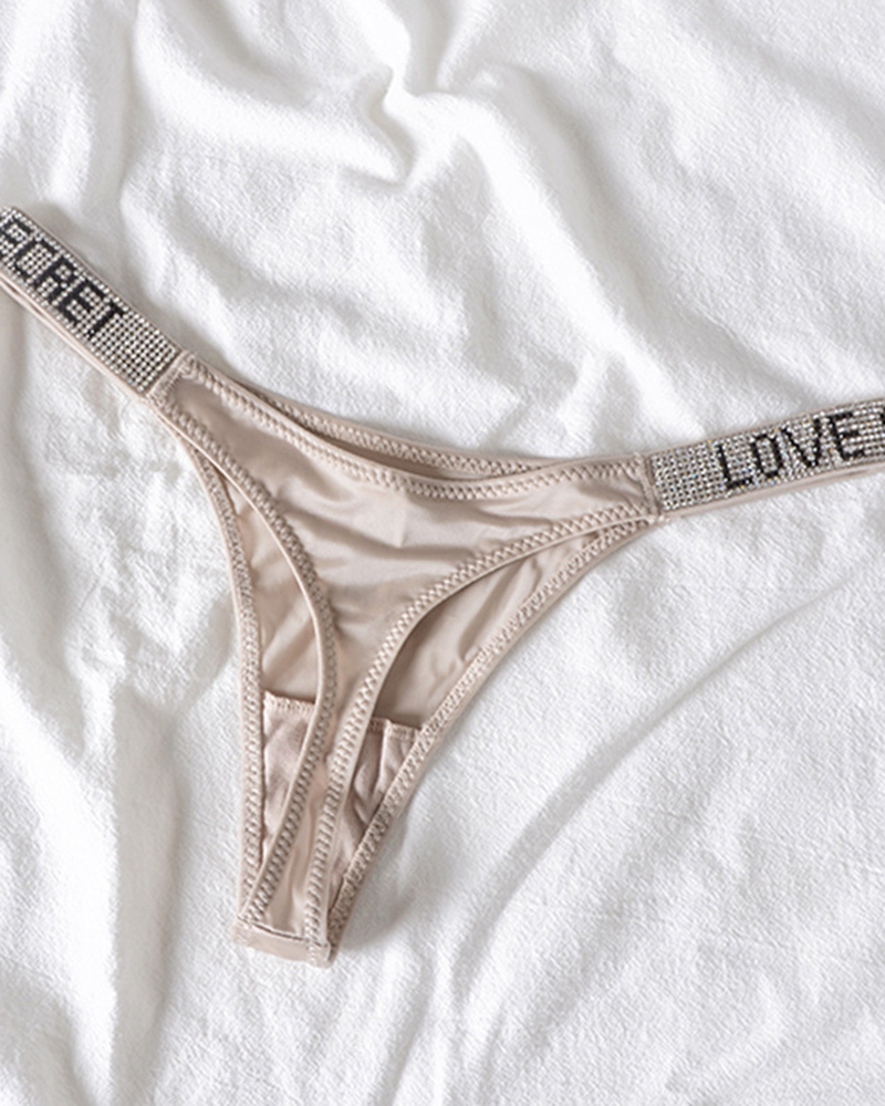 Sexy Low Waist T Pants Narrow Edge Water Diamond Underwear Sports Hip Lifting Thong Breathable Invisible