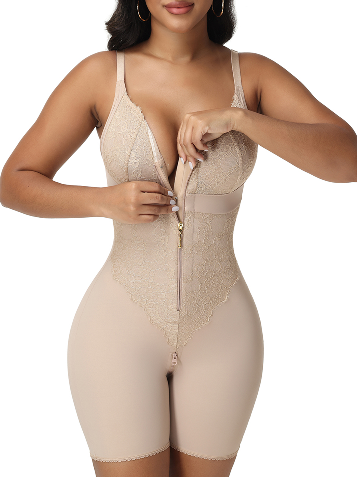Chest Covering Zipper Bodysuit