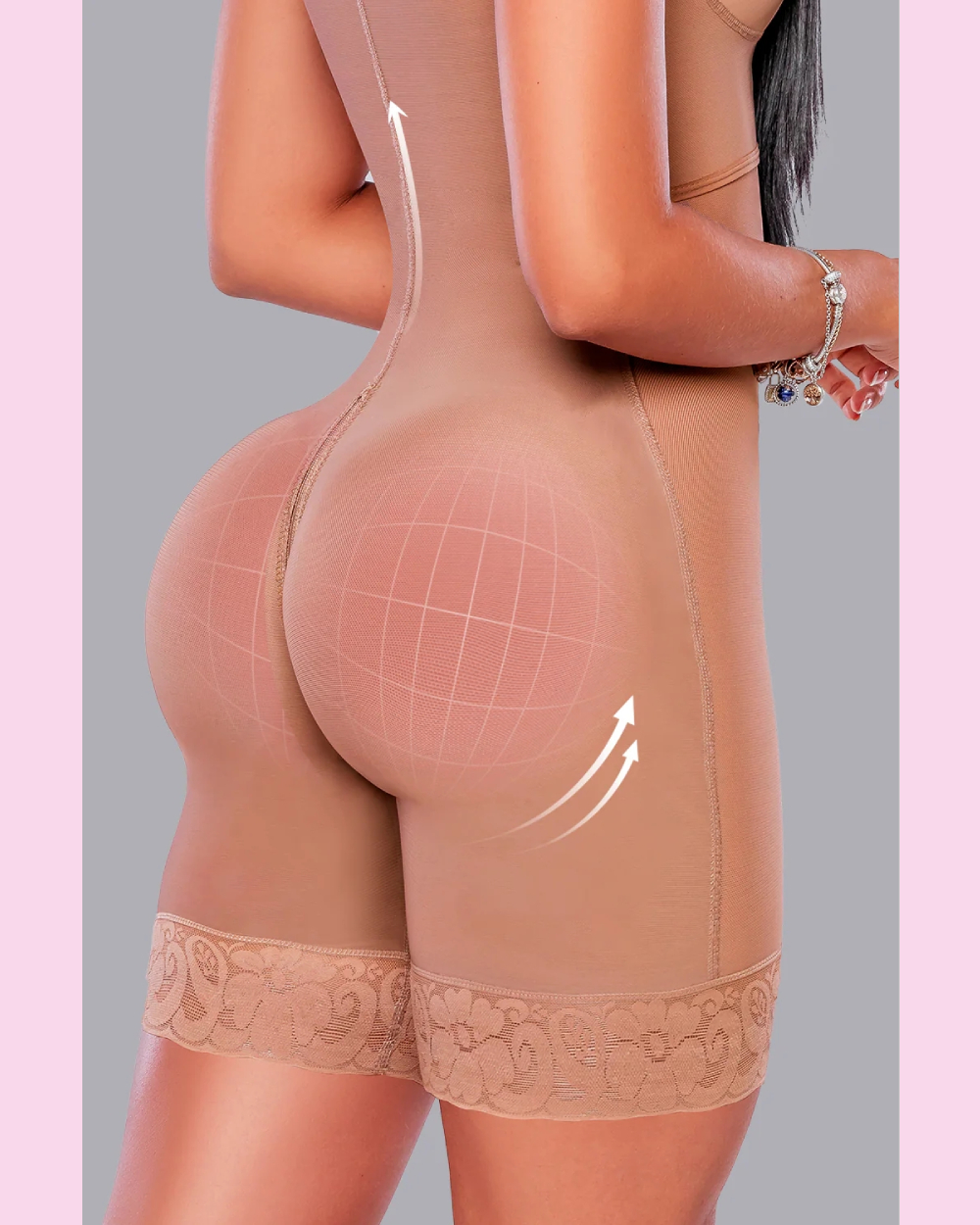 Buckle Front Tummy Control Butt Lifting Zipper Crotch Body Shaper