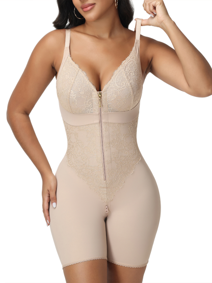 Chest Covering Zipper Bodysuit