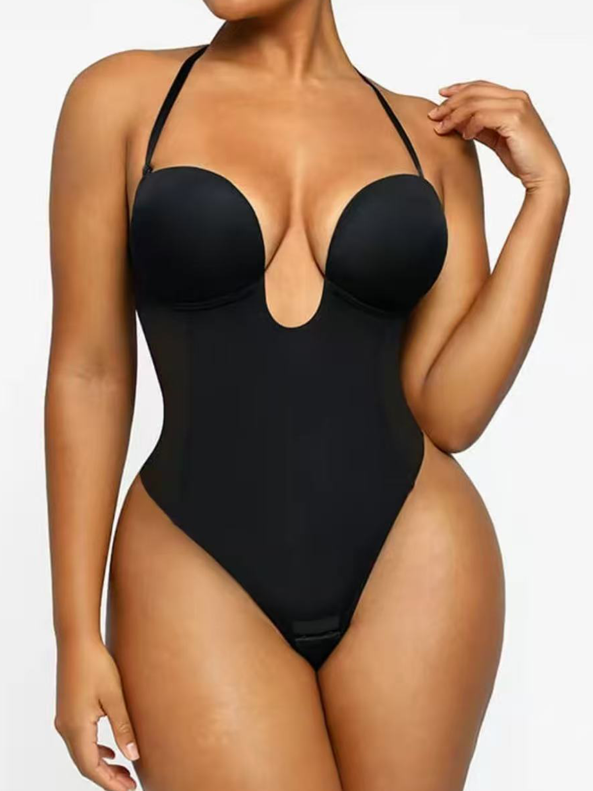 Deep V Sleeveless Backless Thong Bodysuit