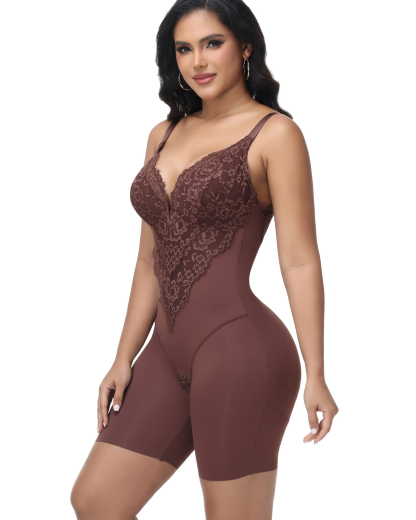 V Neck Backless Halter Bodysuit