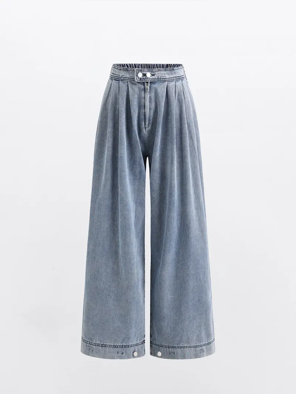 High Waisted Pleated Wide Leg Jeans