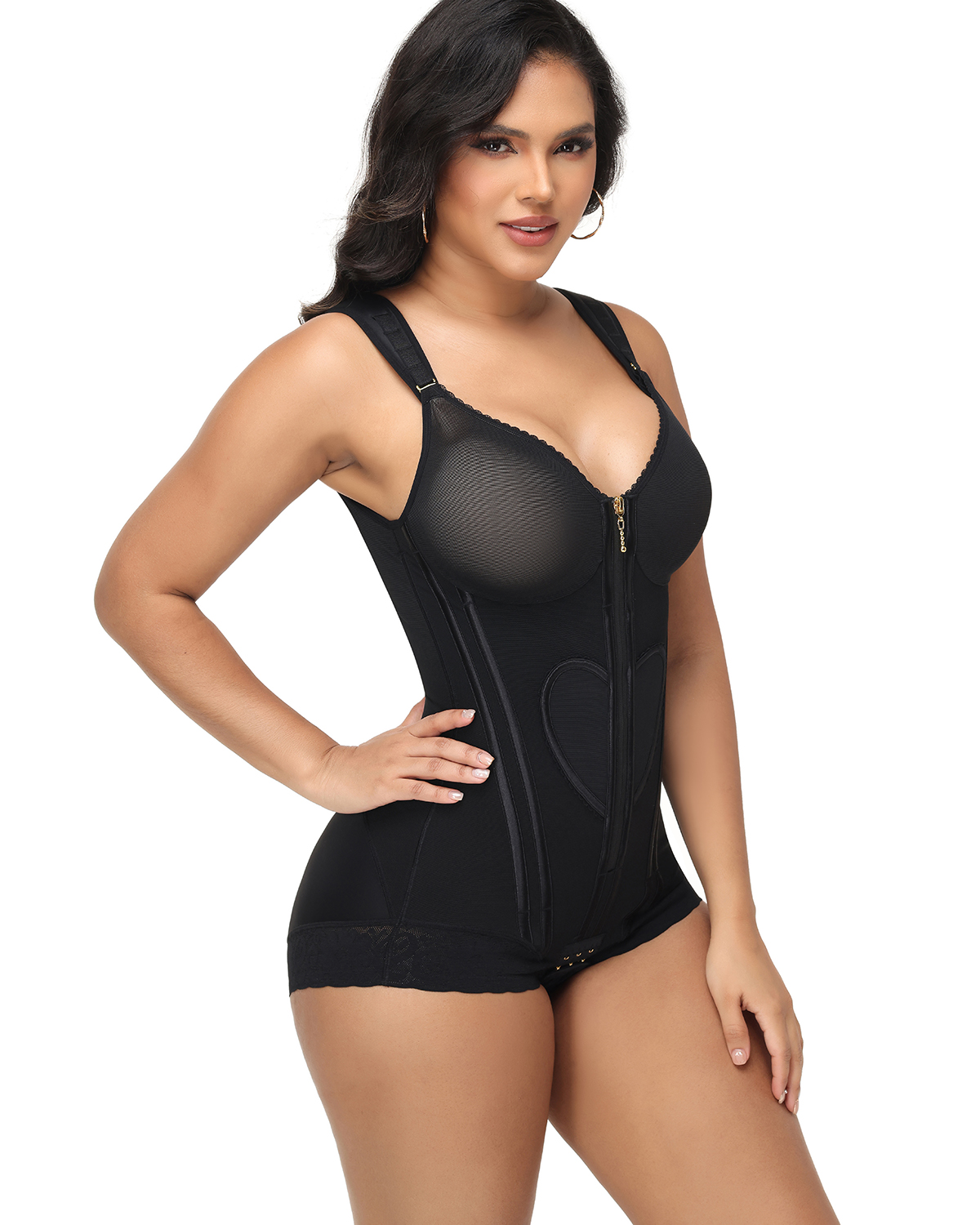 Fajas Colombianas Wide Straps Love Pattern Tummy Control Body Shaper