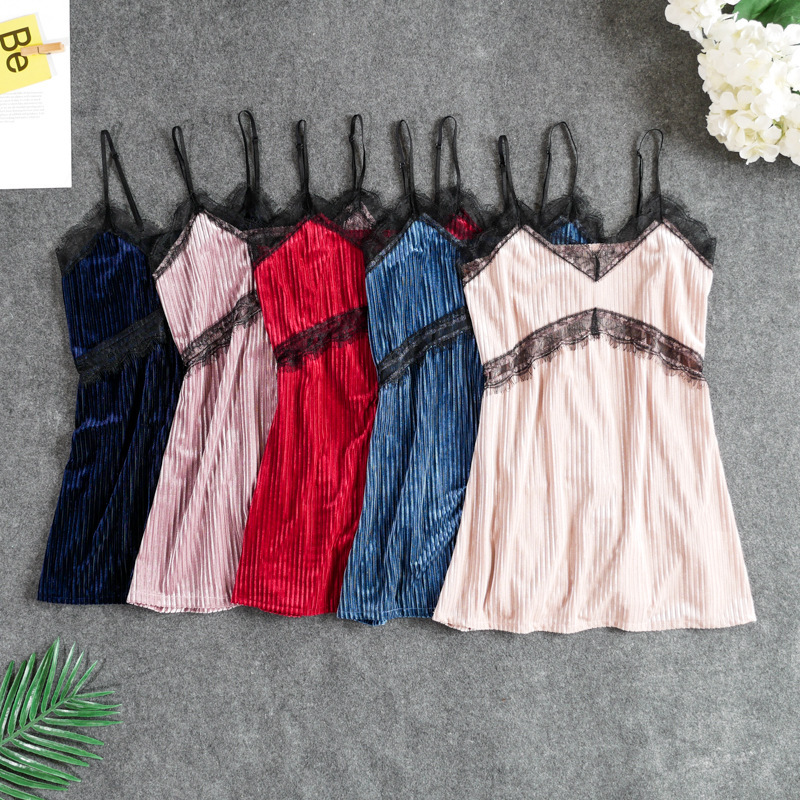 Velvet Sexy Lace Two Piece Pajamas