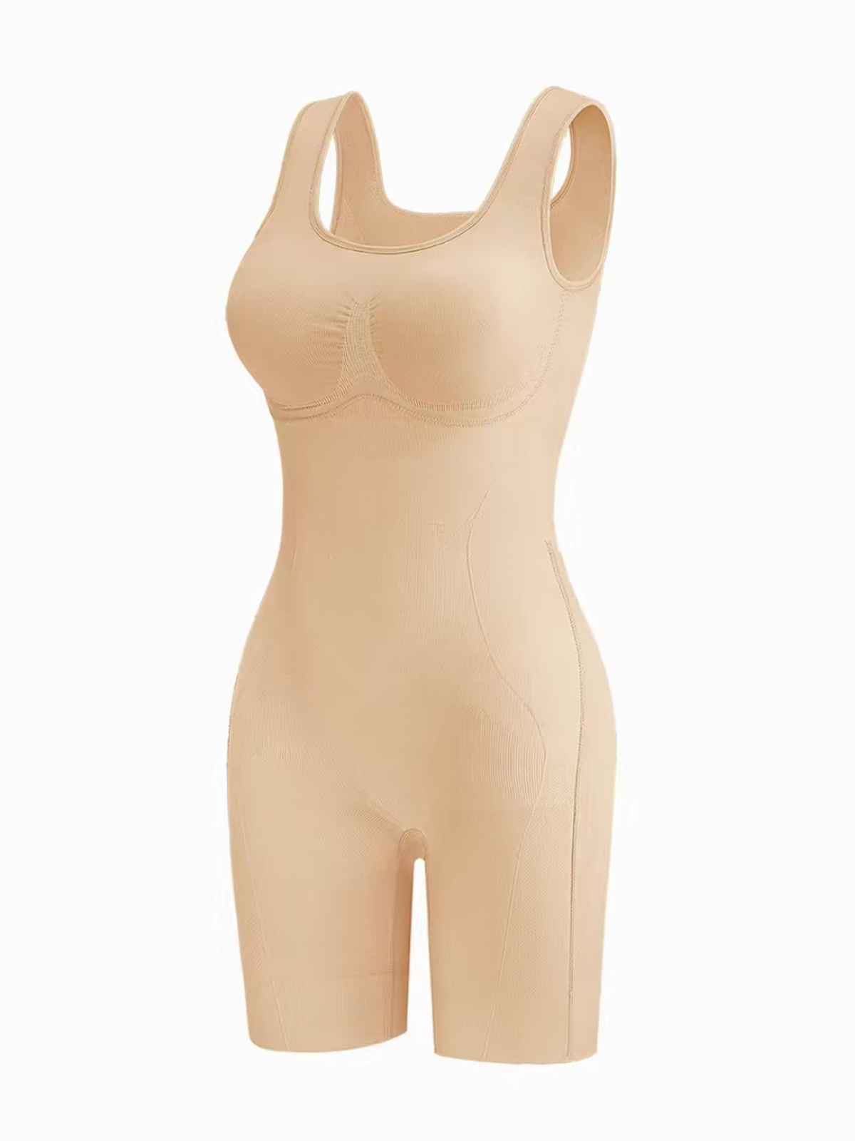 Seamless Scoop Neck Body Shaper Romper with Open Back Drop Seat