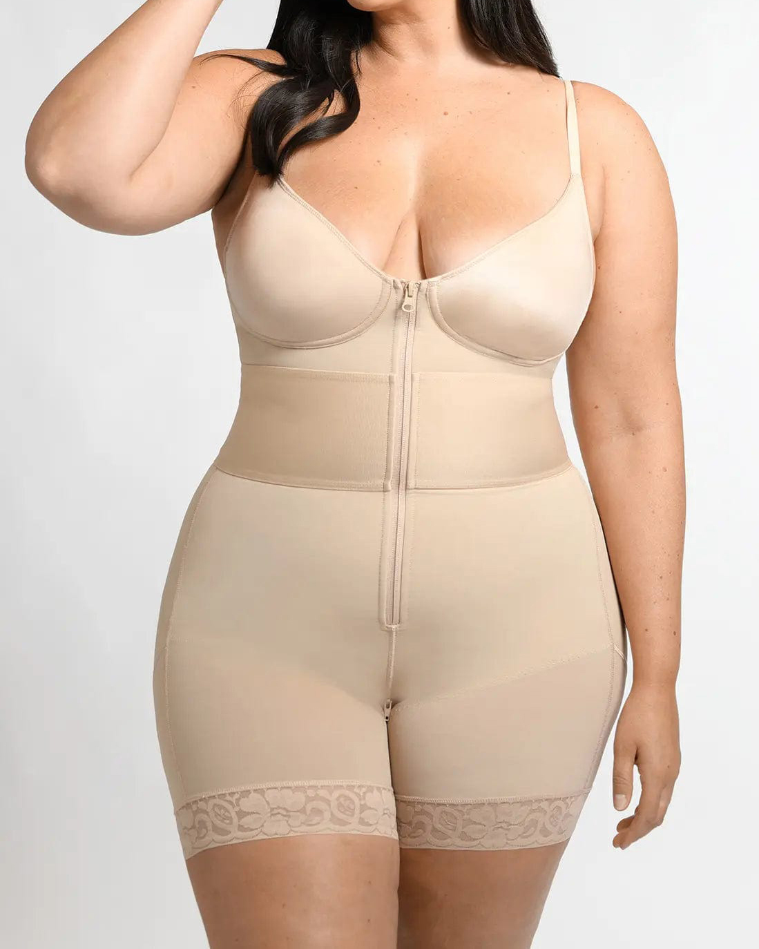 High Elastic Adjustable Strap Tummy Control Shaping Bodysuit With Bra