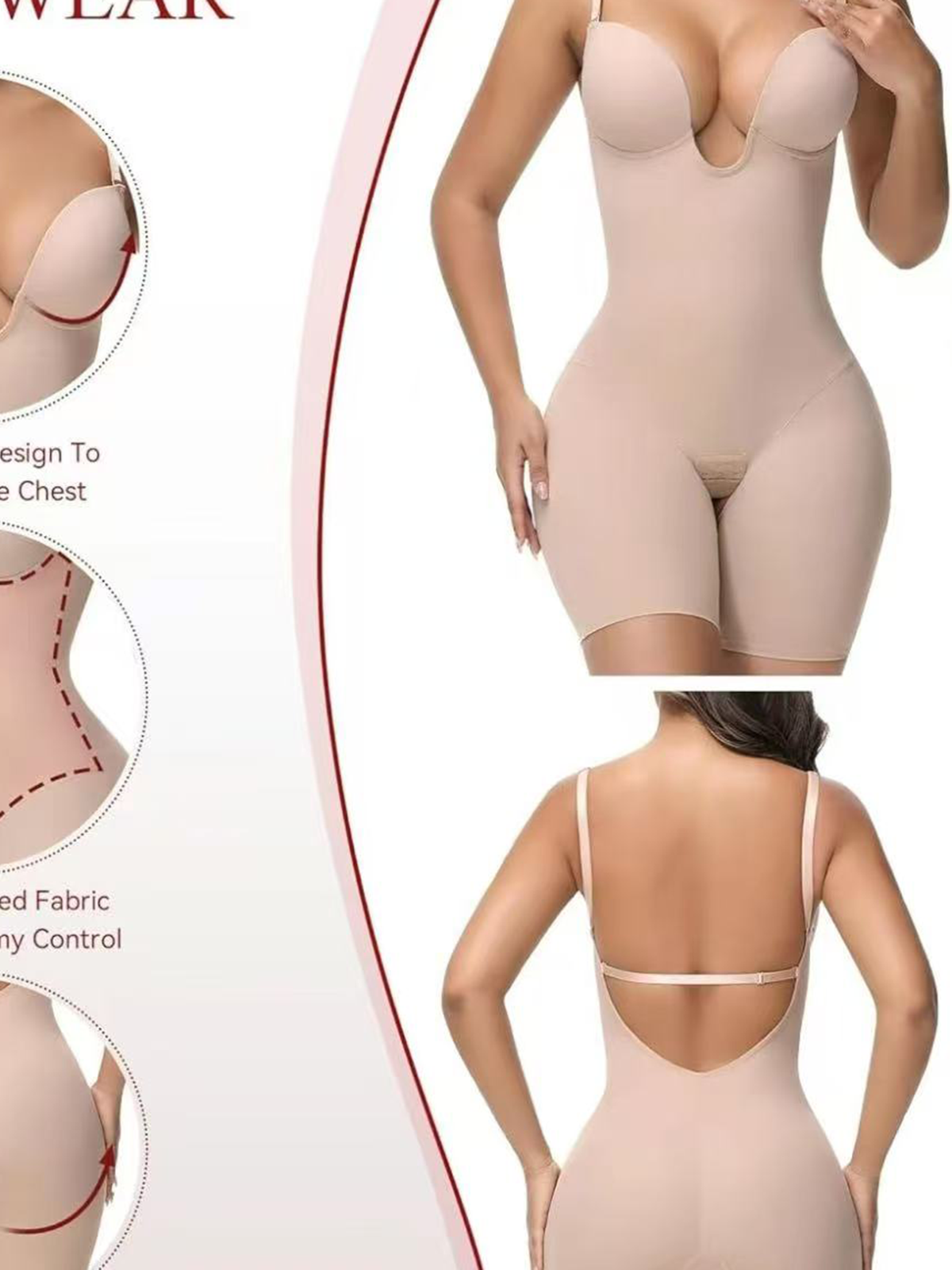 Deep V Skirt Can Be Worn With Gathered Crotch And Adjustable Backless Skirt Invisible Body Shaper