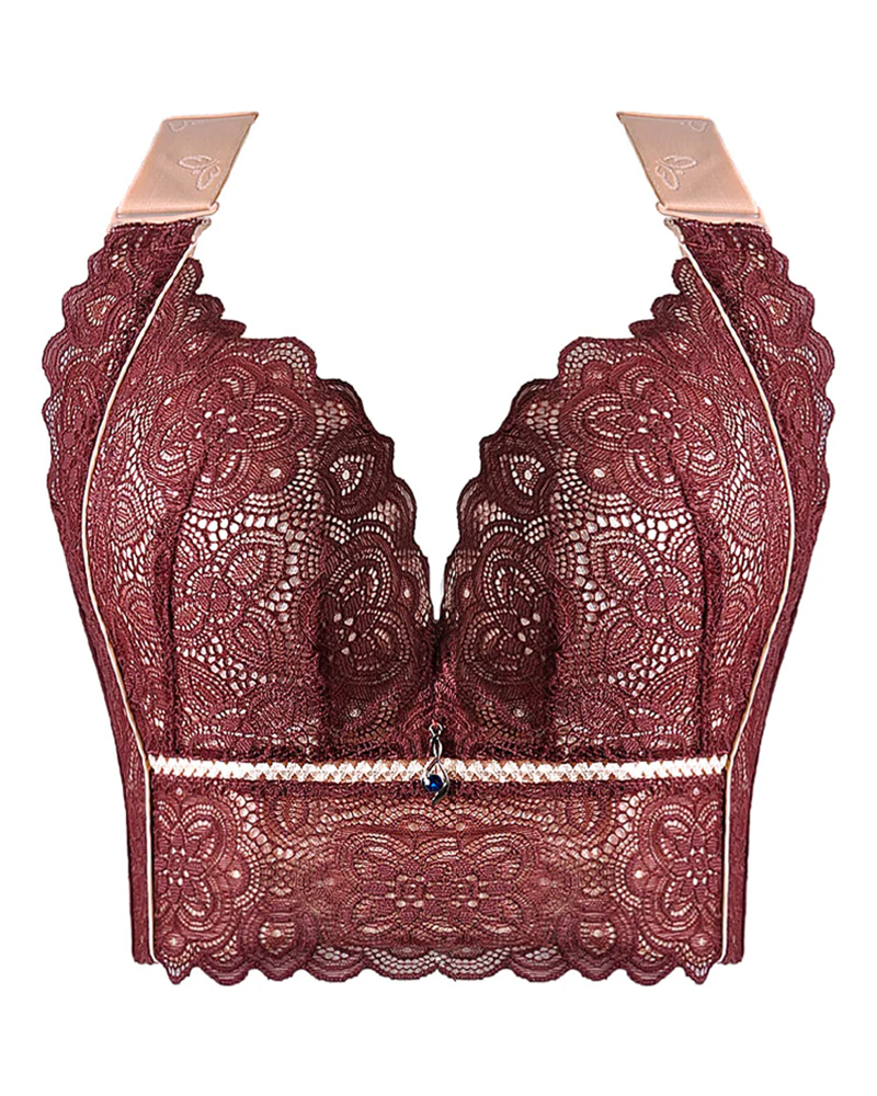 Longline Wire-free Breathable Lace Push Up Bras
