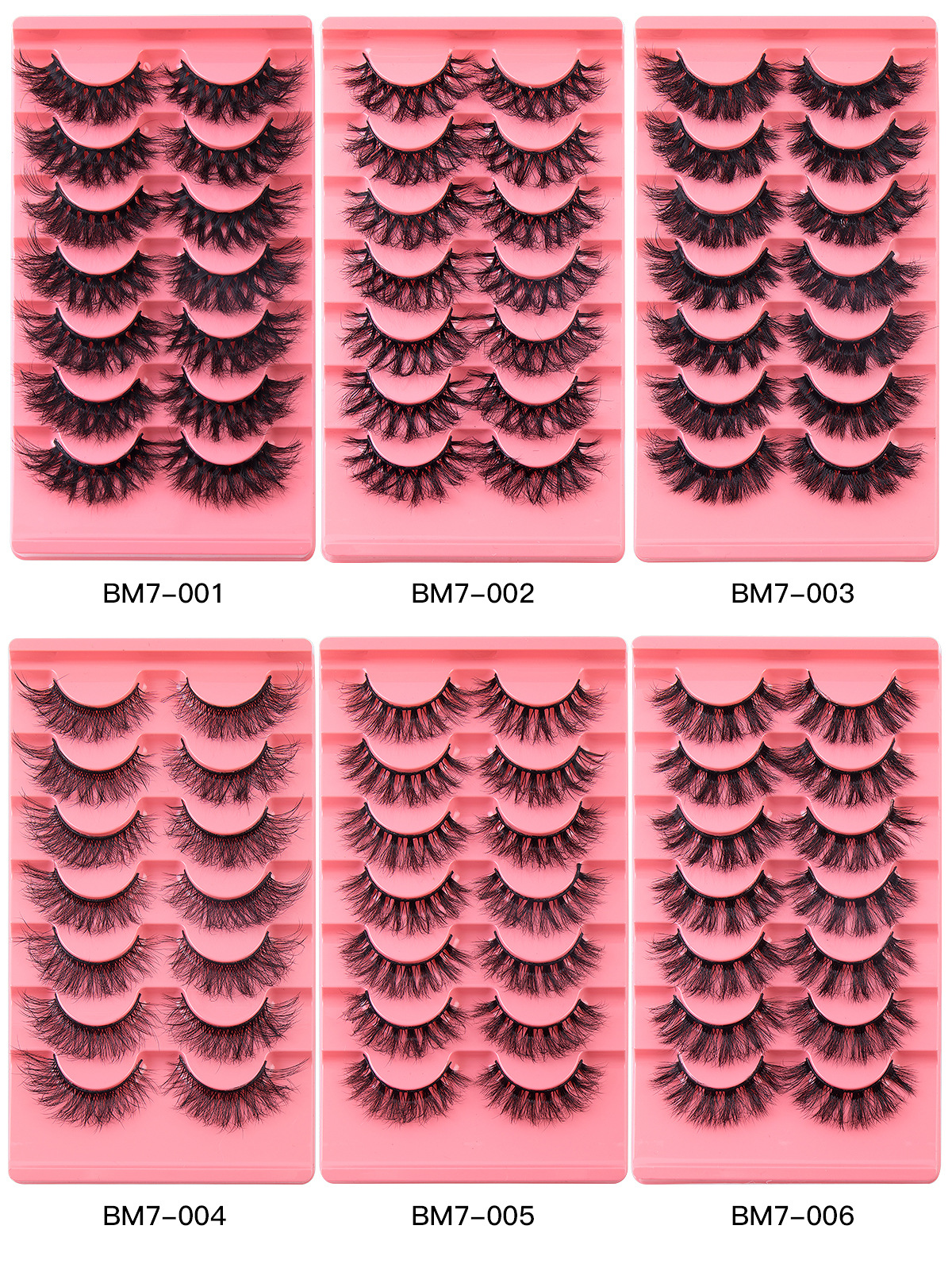 7 Pairs Fluffy False Eyelashes