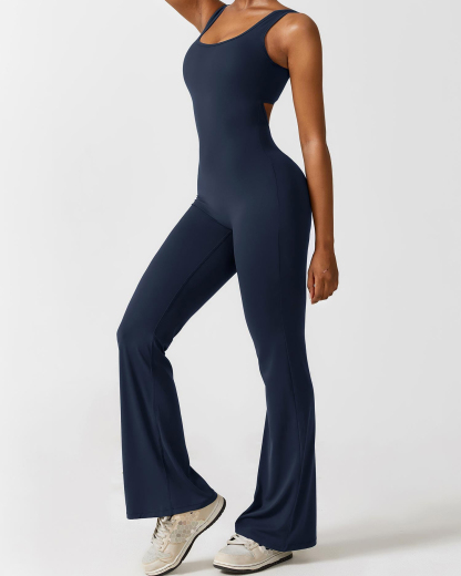 V-Back Flared Jumpsuit