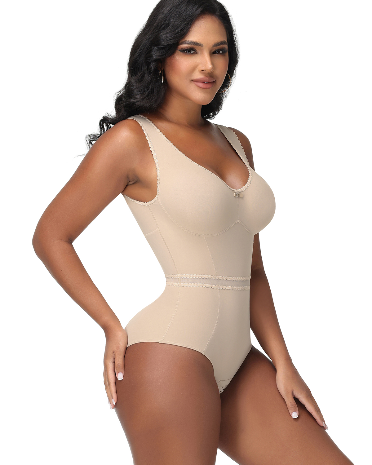 Figure-Shaping Lace Bodysuit for a Slim Waist