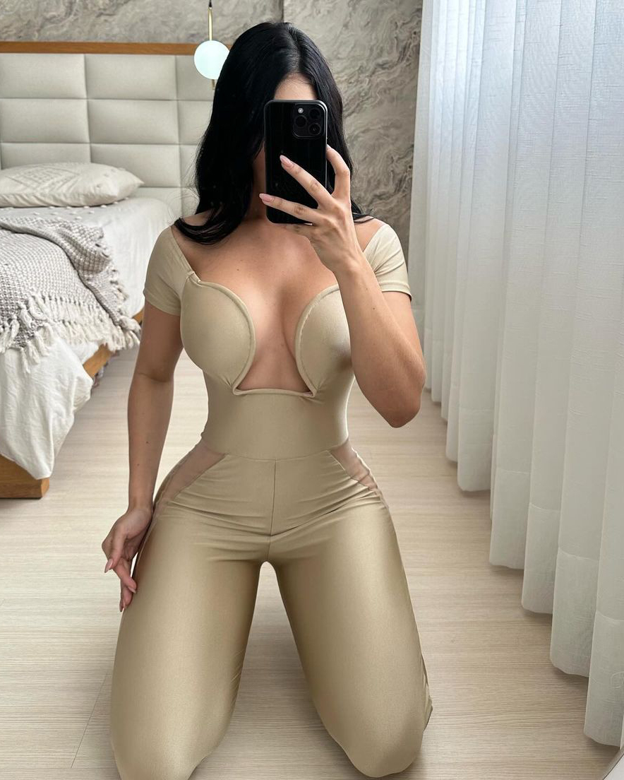 Glossy Tight-fitting One Piece Jumpsuit