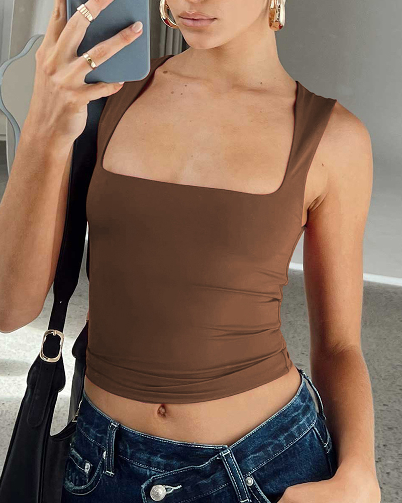 Square Neck Slim Sexy Bottoming Tank Top