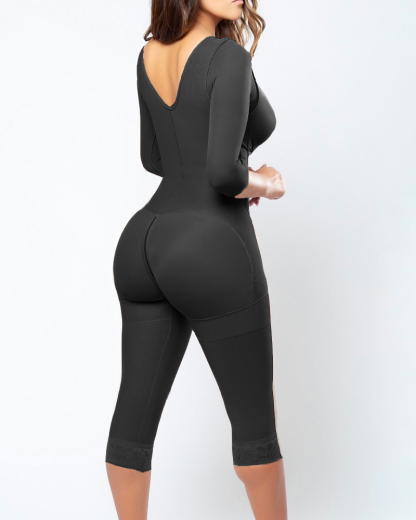 High Compression Tummy Control Mid-leg Faja With Sleeves