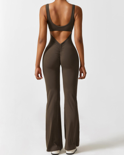 V-Back Flared Jumpsuit