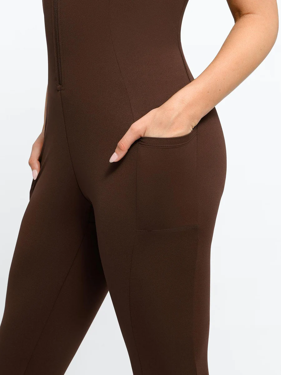 Sleeveless Shapewear Zip Front Jumpsuit
