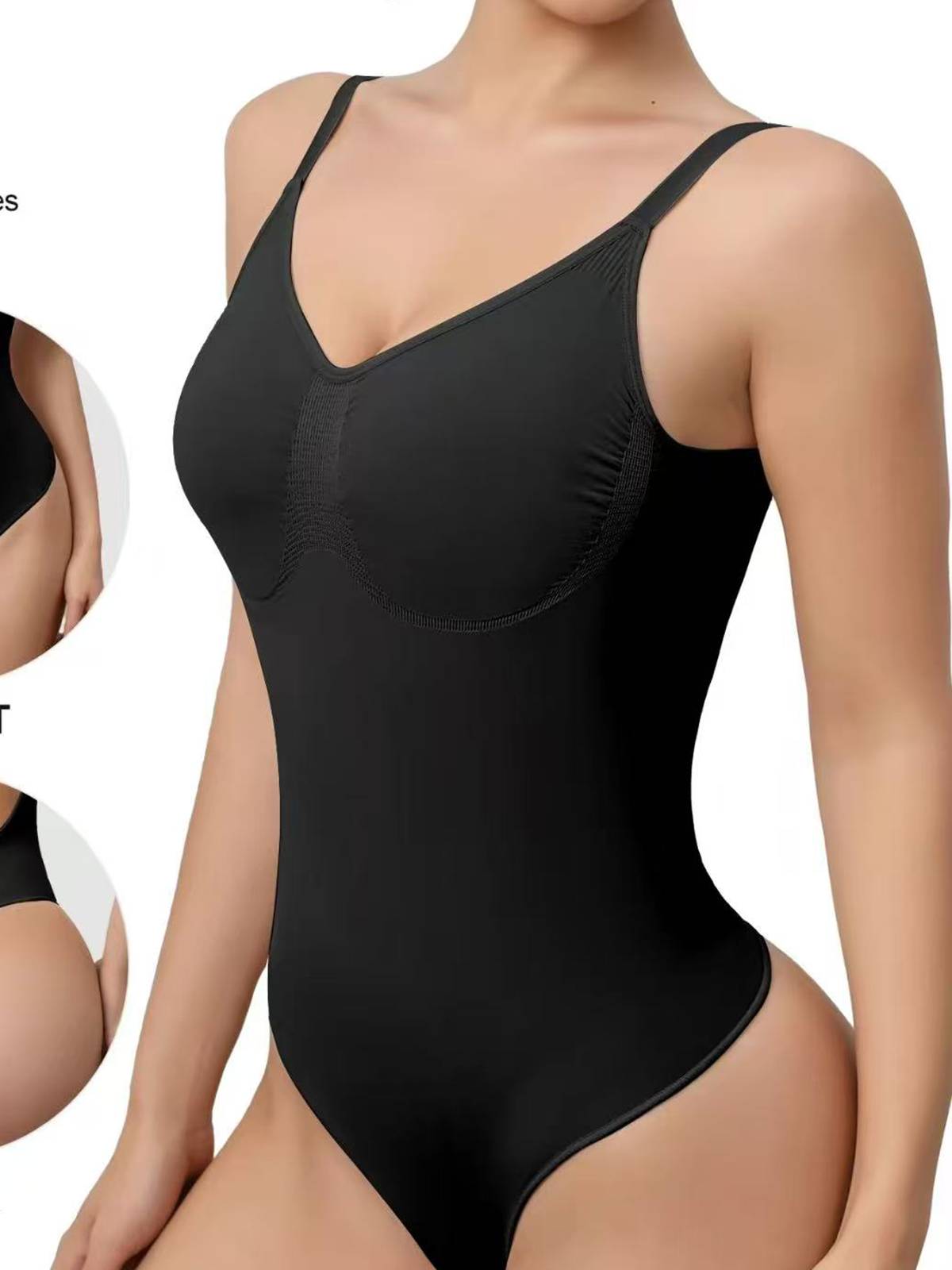 V Neck Seamless Thong Breathable Tummy Control Shapewear