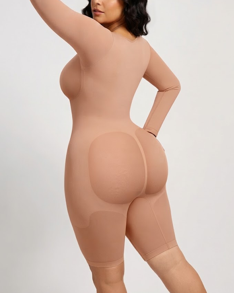 Seamless Tight Long Sleeve Full Body Shaping Bodysuit