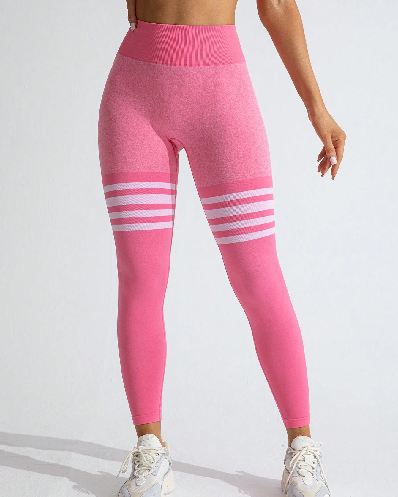 High Waist Back V Butt Lifting Fitness Striped Yoga Leggings